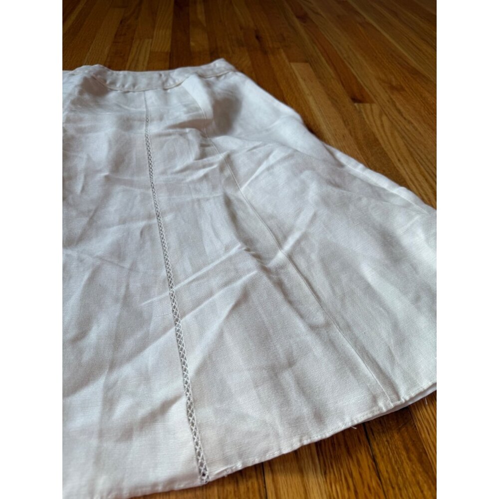 Jones Wear White A-Line Skirt Linen Blend Classic Preppy Elegant Vacation 14 - Picture 11 of 12